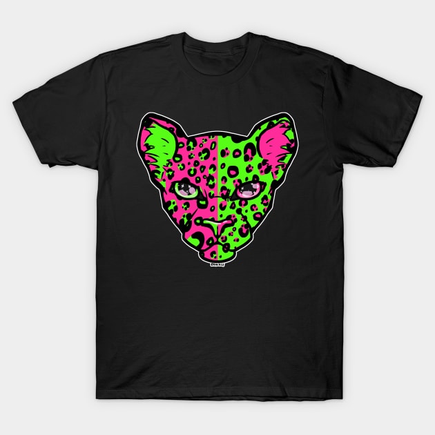 Pink and Green Split Leopard T-Shirt by Jan Grackle